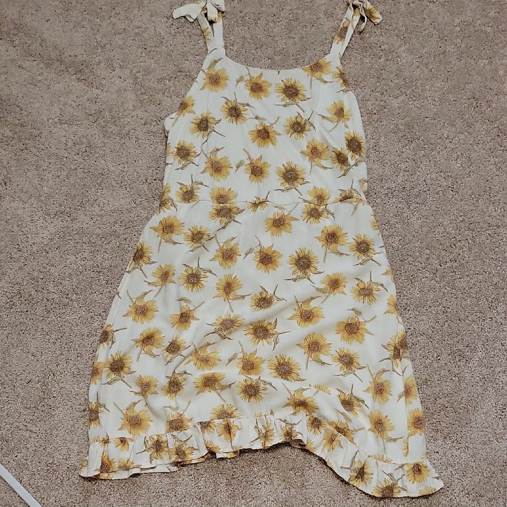 Art Class Yellow and Brown Sundress Sleeveless Spaghetti Strap